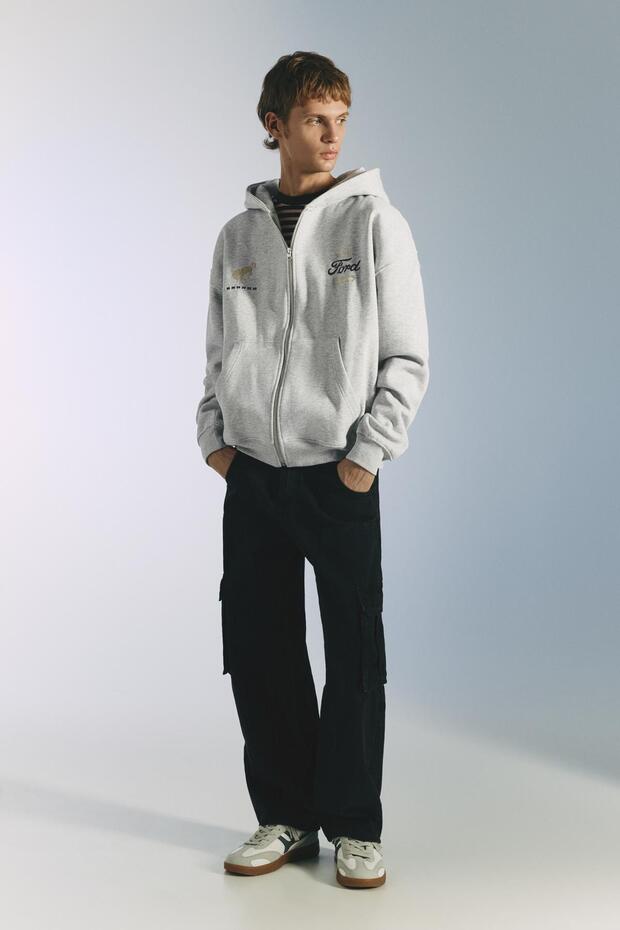 Fermuarlı kapüşonlu Ford sweatshirt - 3