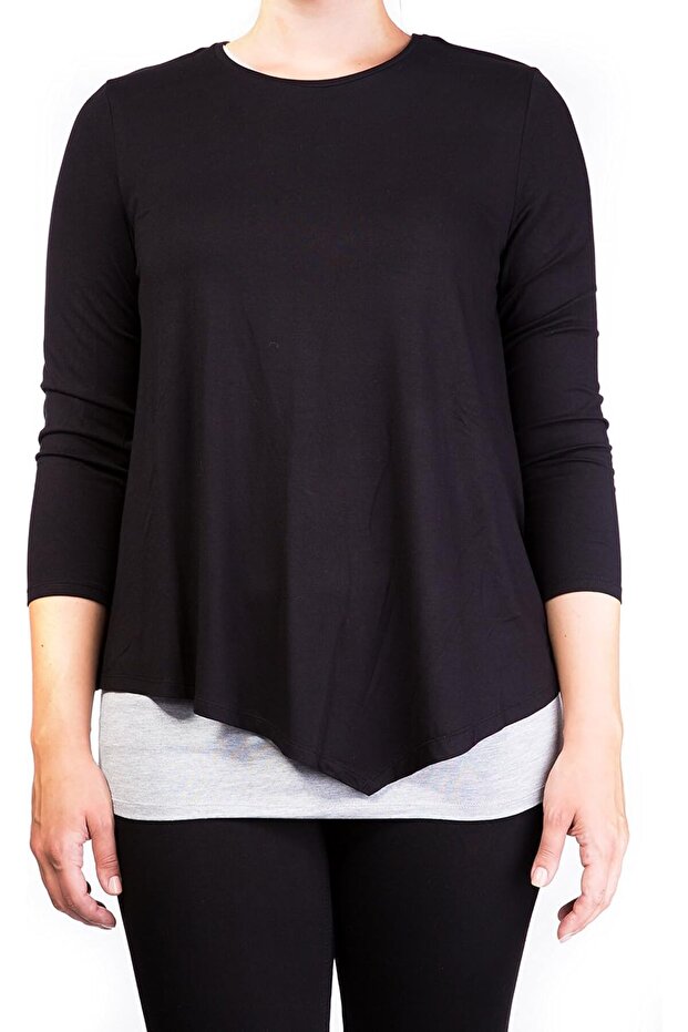 Double Layer Maternity Top, Medium, Black Grey, Piece Of 1