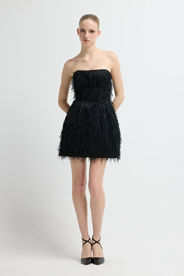 Straplez Mini Elbise - 1