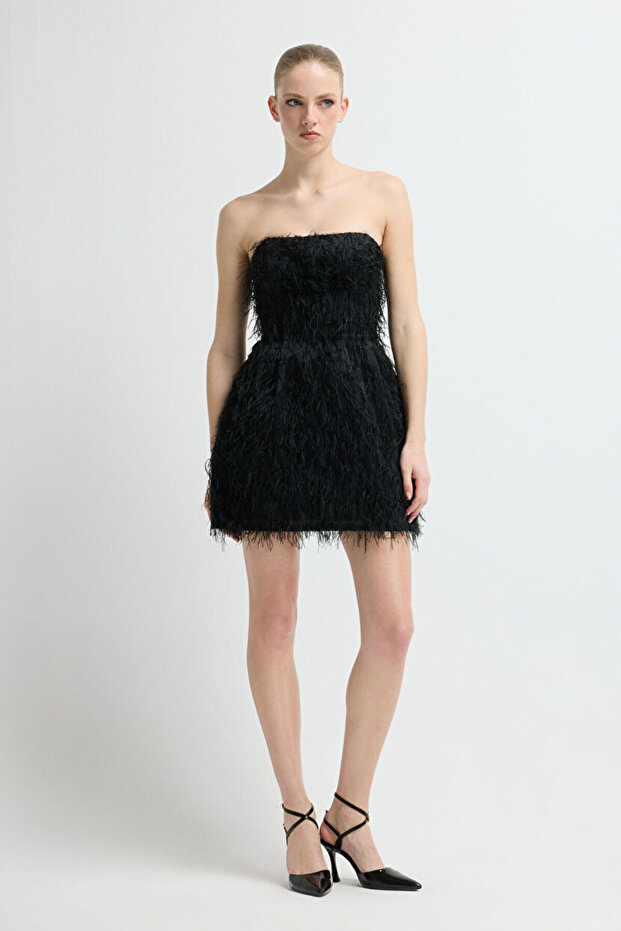 Straplez Mini Elbise - 4