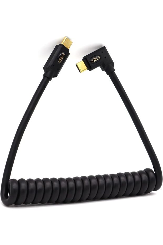 USB4 Spring Coiled USB-C to USB-C Cable 1.2m 40Gbps 240W 8K/6K