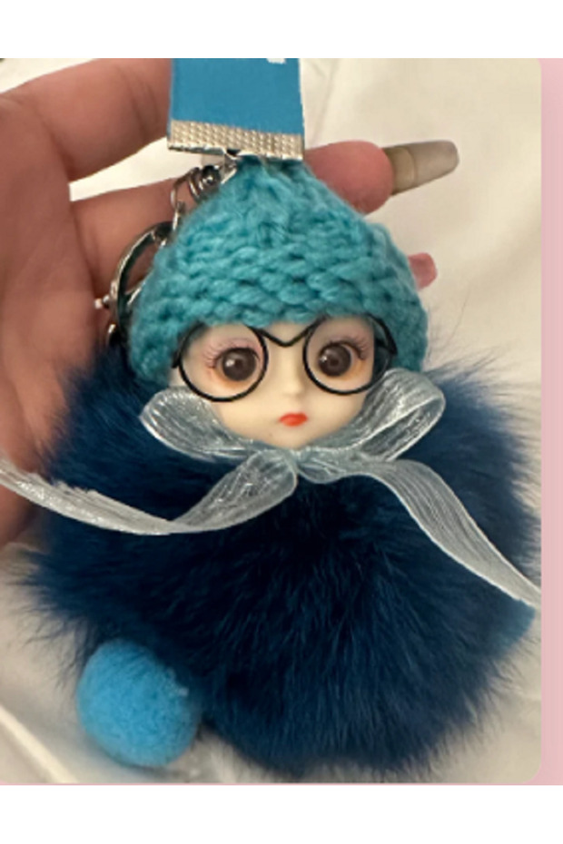 Plush Glasses-Wearing Girl Doll Bag Ornament/Charm Keychain
