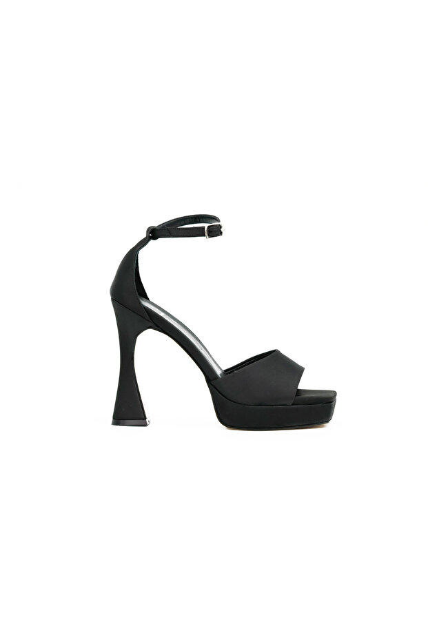 Platform High Heel Black Satin Women's Shoes - Plt8188