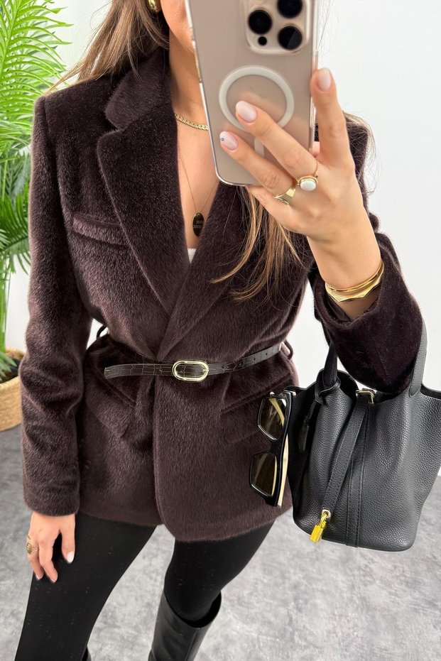 Belted Plush Blazer Jacket