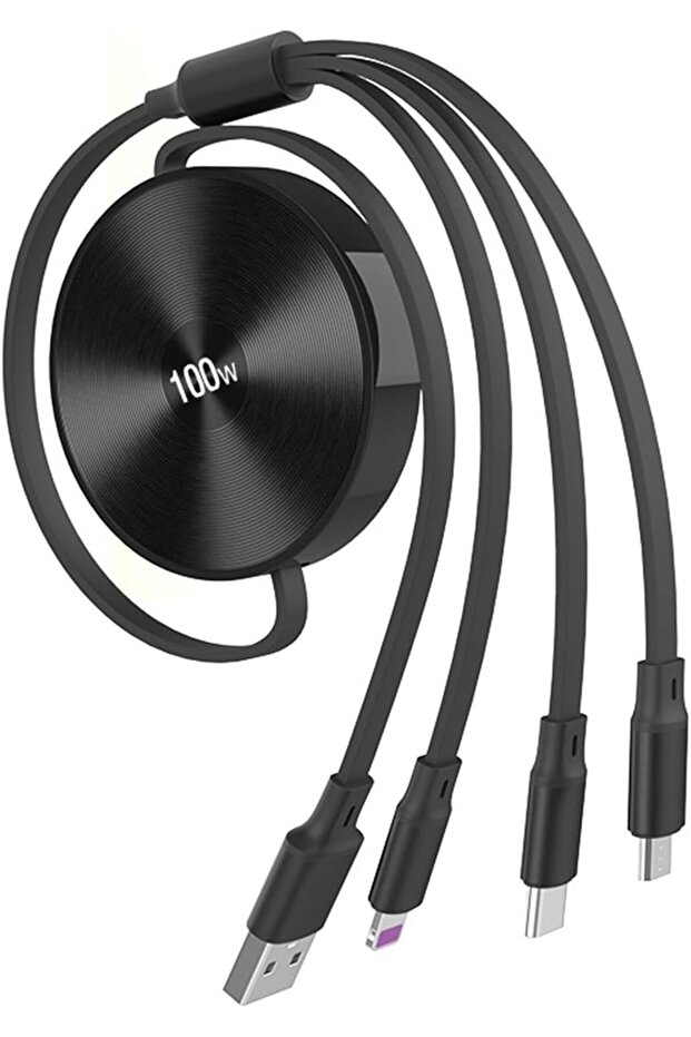 3-in-1 100W Retractable Multi Charging Cable (3.6 ft)
