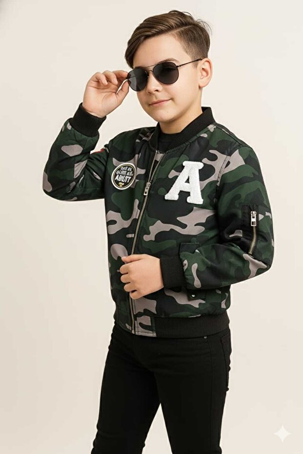 Children's Camouflage Patterned Raincoat
