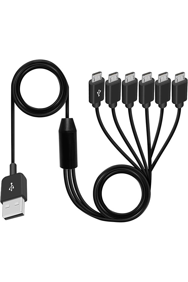 Micro USB Splitter Cable, 6-in-1 Multi Micro USB Charging Cable, 5ft