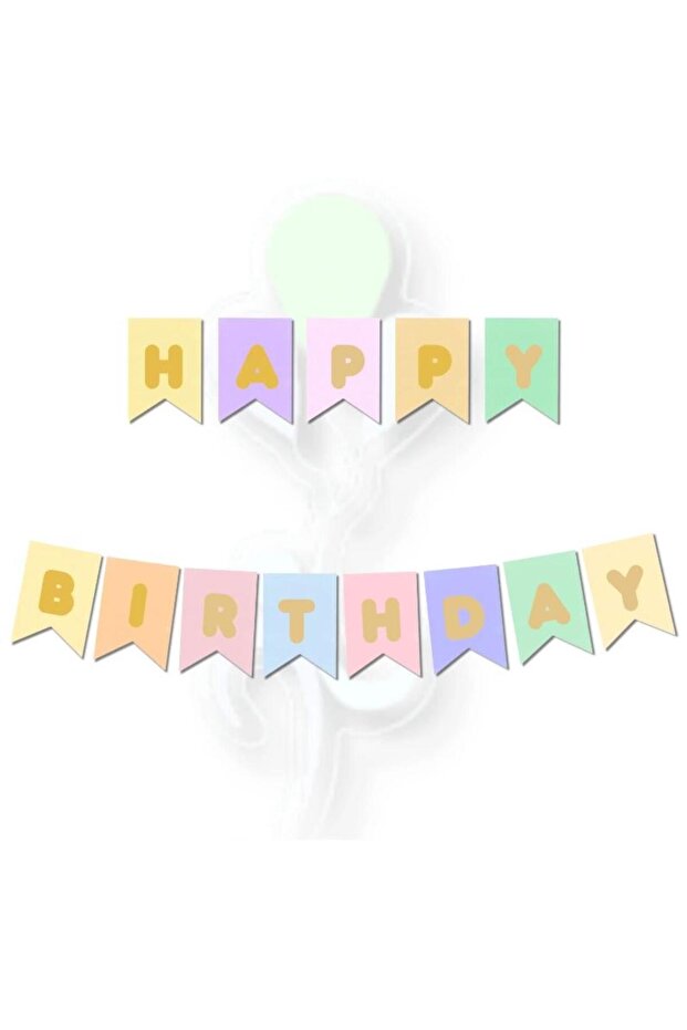 Best Happy Birthday Macaron Gold Color Zigzag Banner