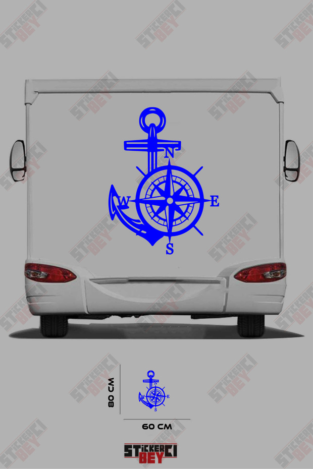 Caravan Sticker Coating with Anchor and Rudder Images
