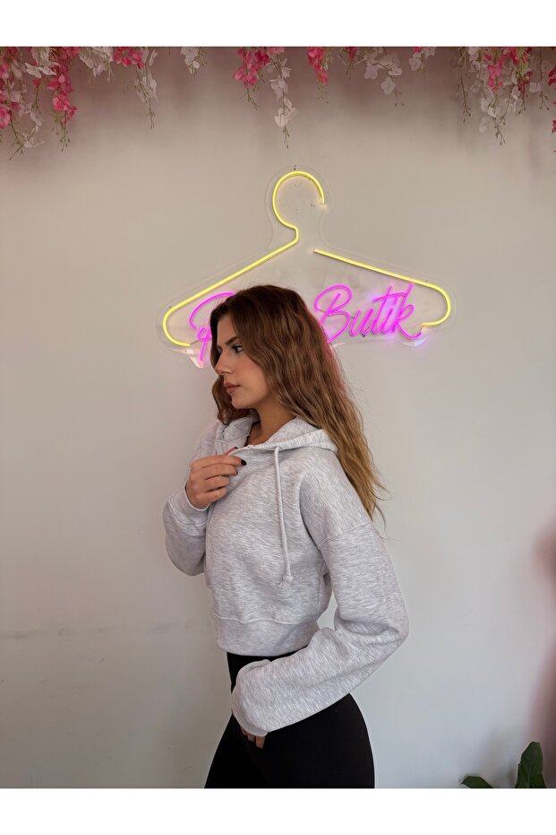 Kapüşonlu Crop Hırka - 4