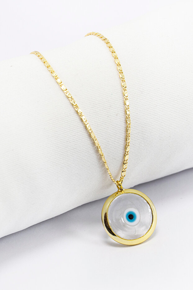 Transparent Handmade Evil Eye Bead Bijouterie Necklace, Gift Necklace