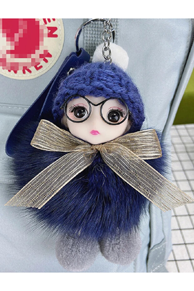 Plush Glasses-Wearing Girl Doll Bag Ornament/Charm Keychain