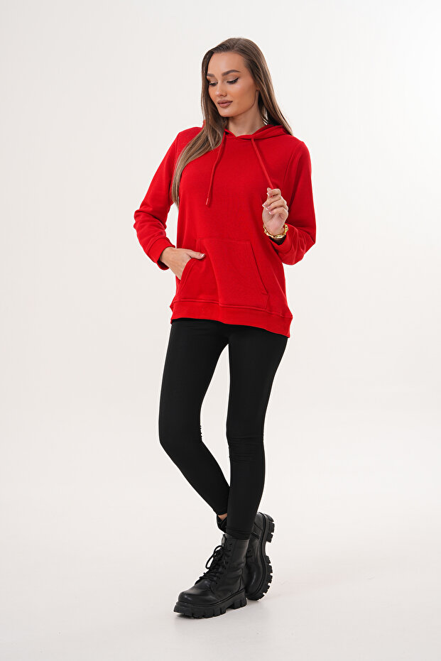 GAUL Unisex Basic Kapüşonlu Pamuk Sweatshirt - 6