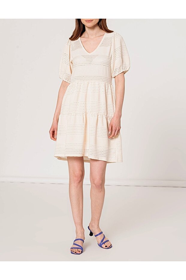 Rochie scurta, Crem - 2