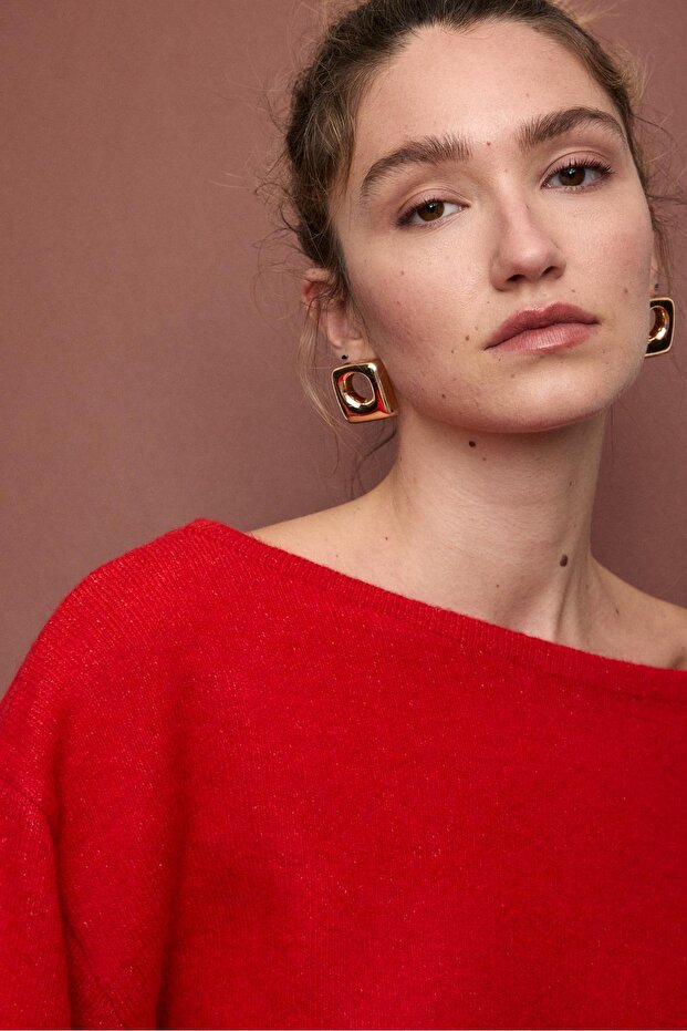 Geniş yaka triko kazak - 4