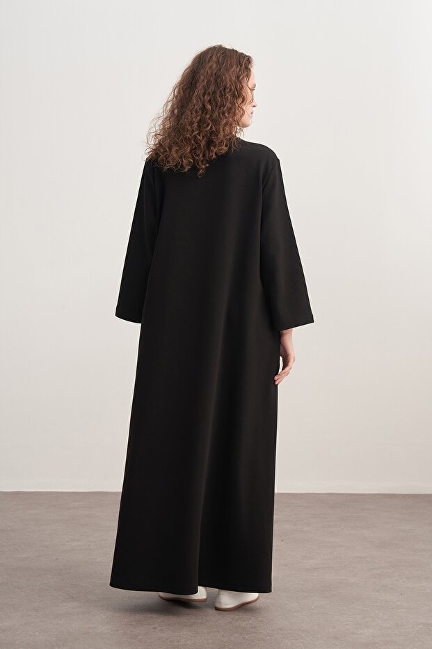 Kadın İnterlok Oversize Elbise Siyah - 5