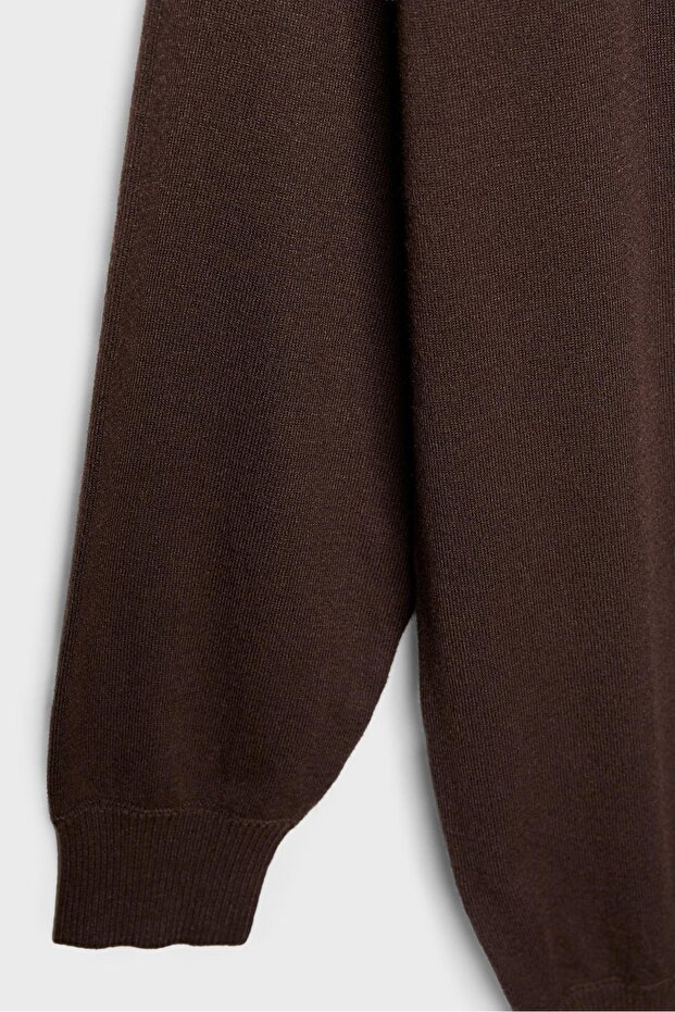 Geniş yaka kısa triko elbise - 8