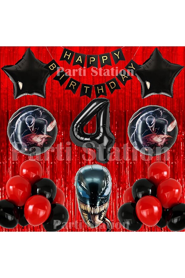 Poisonous Fury Venom Concept 4 Year Old Birthday Balloon Set