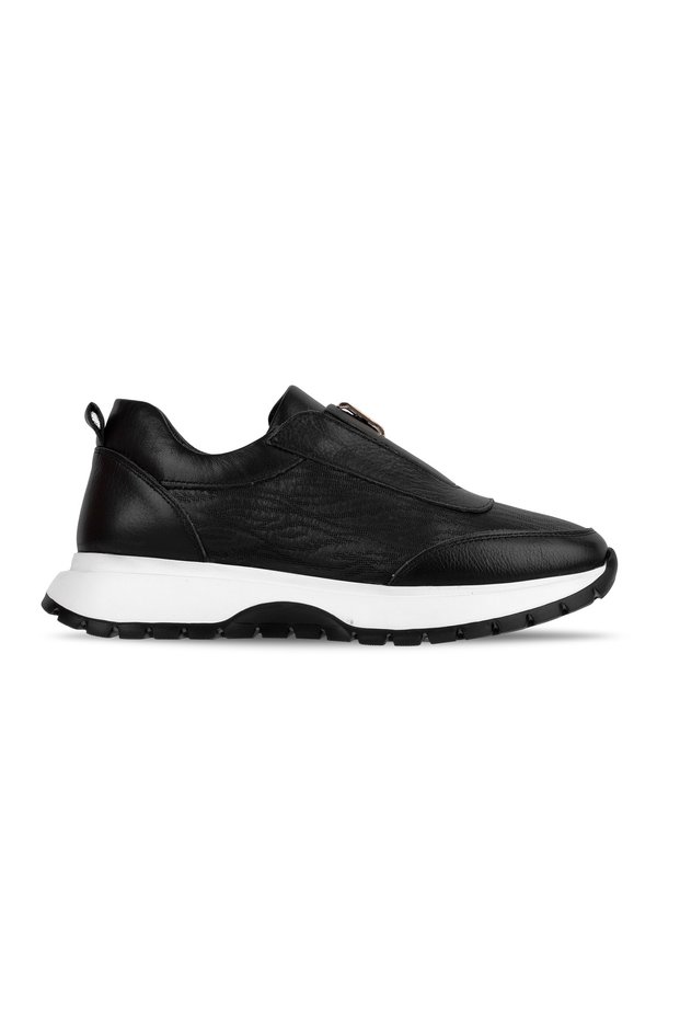 Zareywomen's Genuine Leather Rubber Detailed Stitched Sports Shoes Sneaker 4296