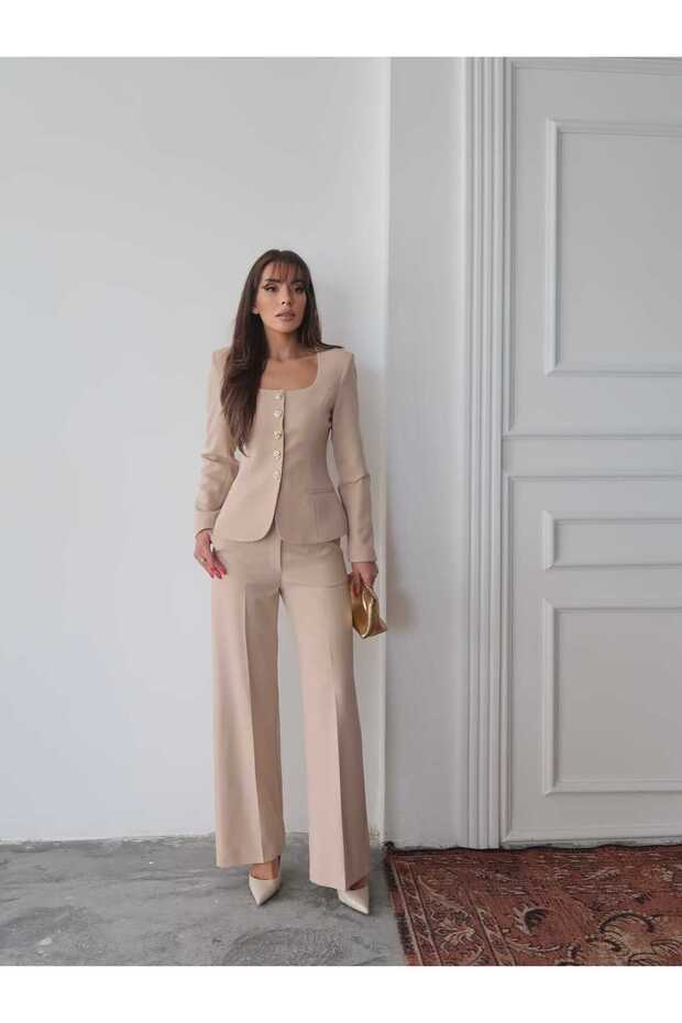 Costum Jane Button, bej - 5