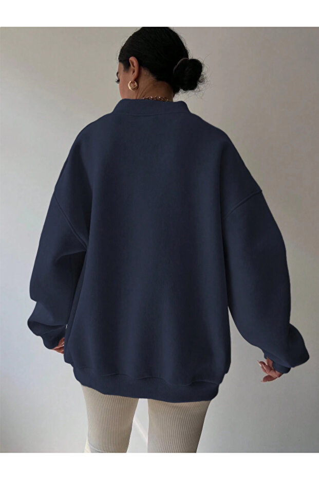 Oversize V Yaka Kadın Sweatshirt - 4