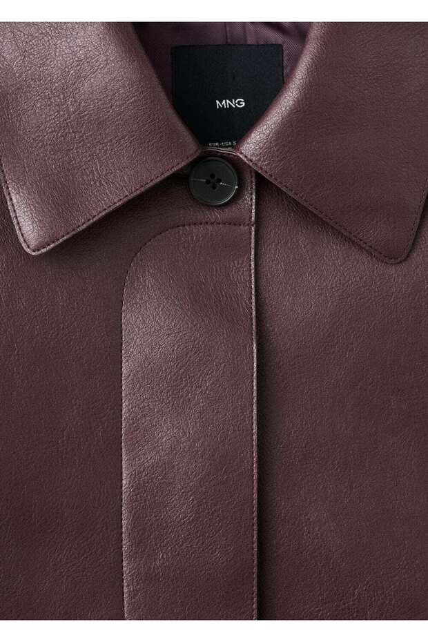 Deri görünümlü cepli ceket - 5