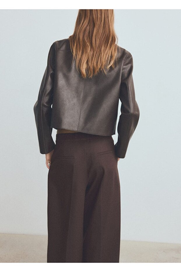 Deri görünümlü cepli ceket - 4