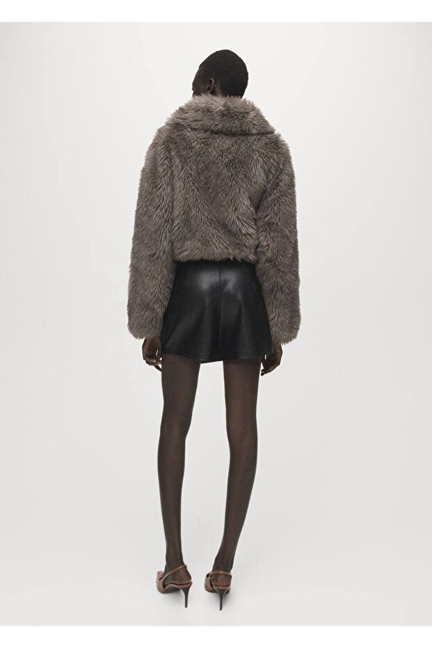 Deri görünümlü pantolon etek - 4