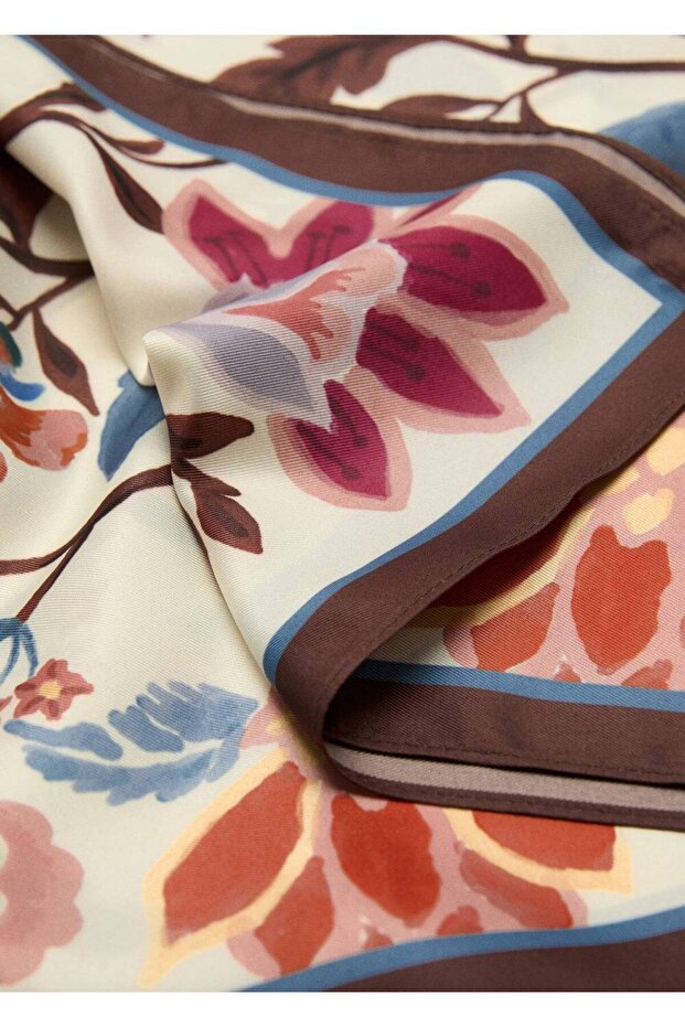 Çiçek desenli fular - 1