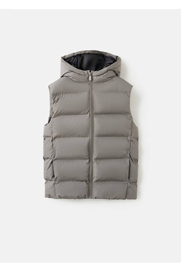 Kapüşonlu kapitone yelek - 2