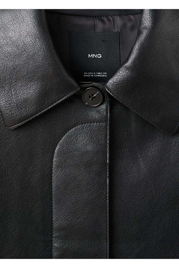 Deri görünümlü cepli ceket - 7