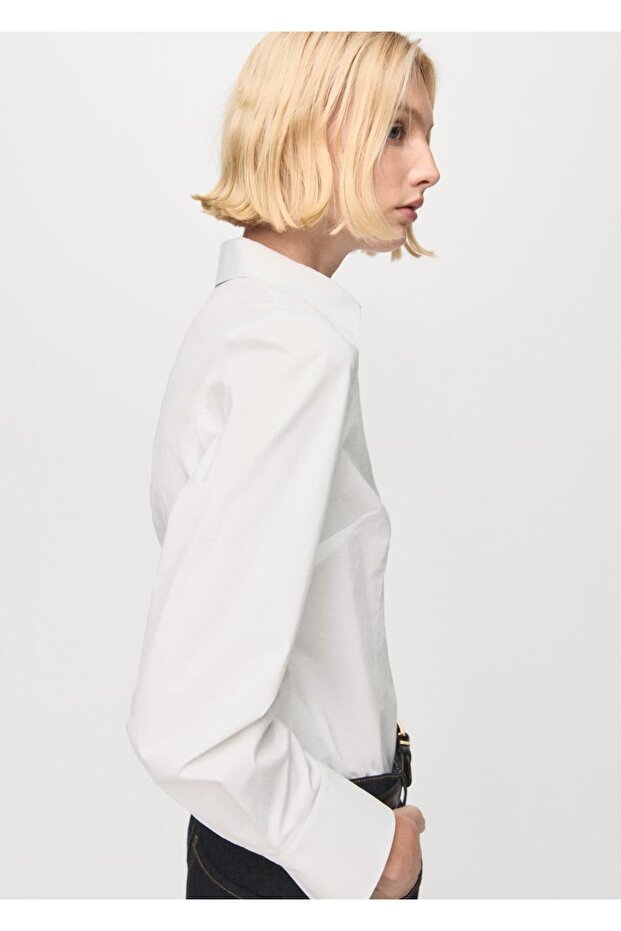 Bedene oturan poplin gömlek - 1