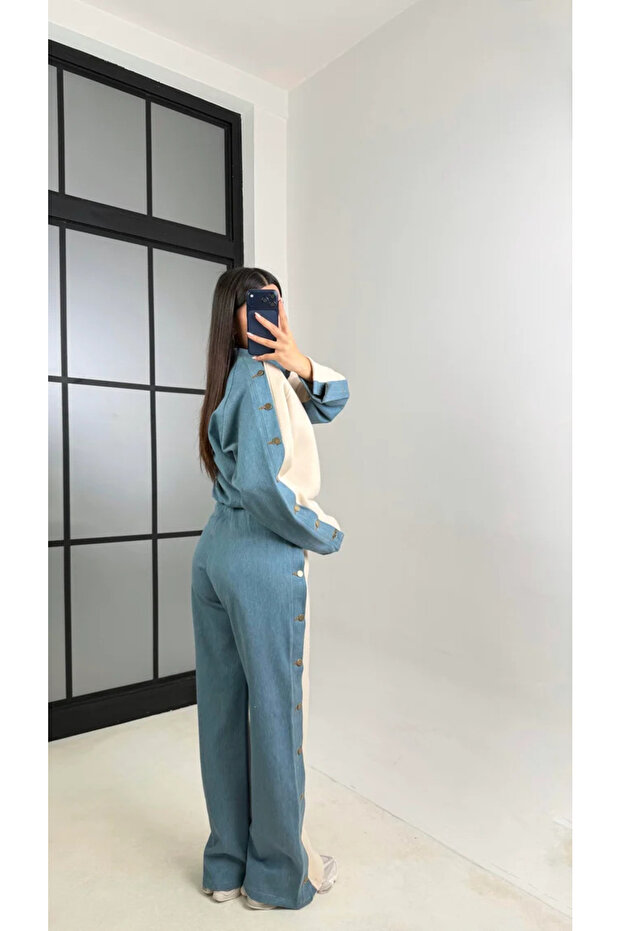 مبطن بالصوف مجموعة مع تفاصيل الأزرار - 4