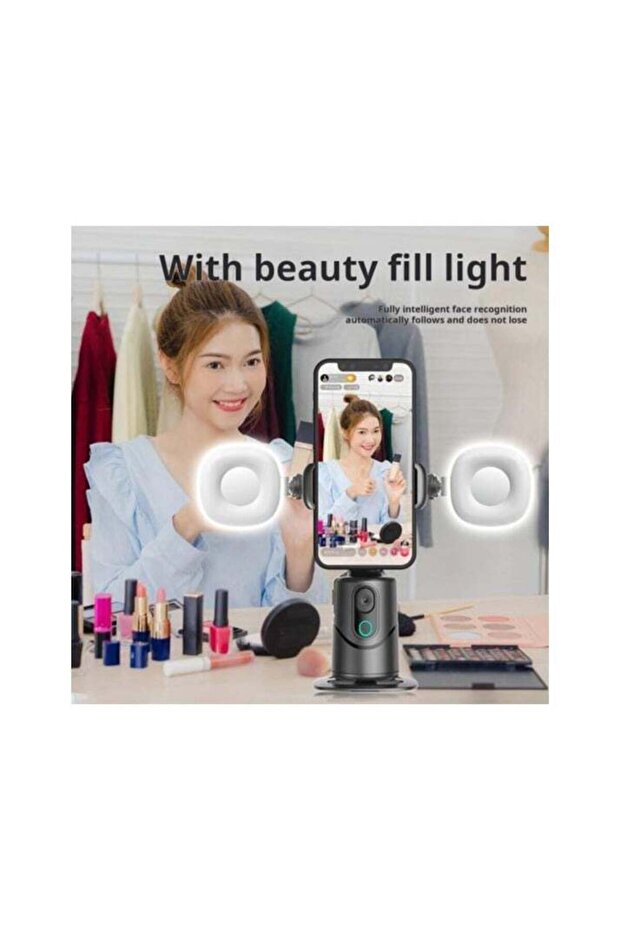Auto Face Tracking Tripod with 360° Rotation, Smart Selfie Stick, Compatible with iPhone & Android