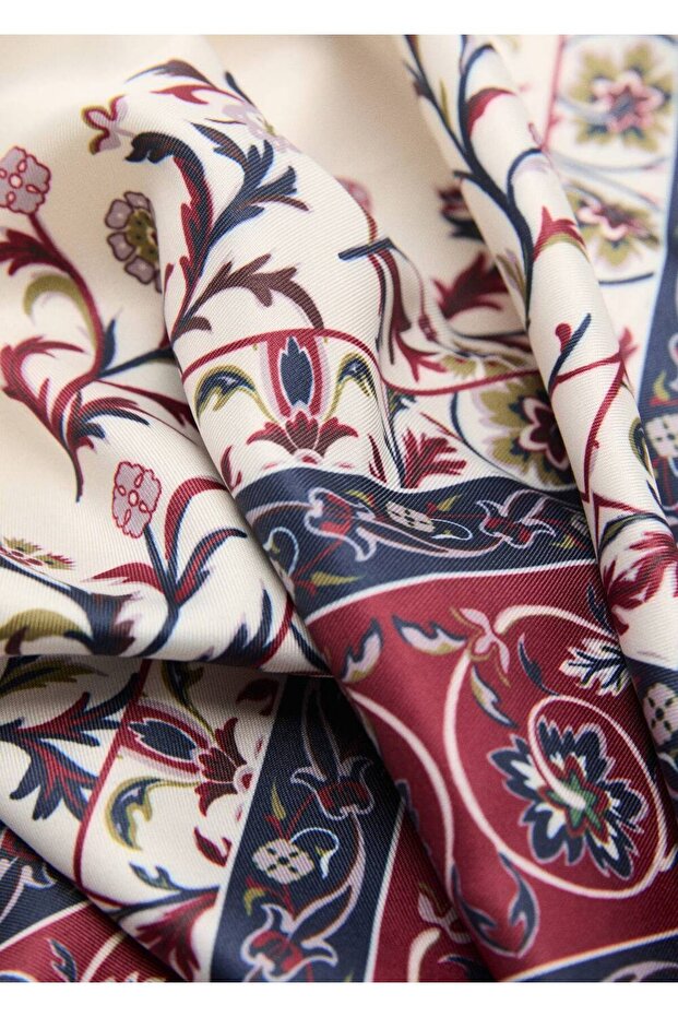 Desenli saten fular - 1