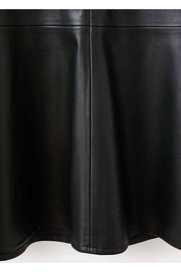 Deri görünümlü midi etek - 5