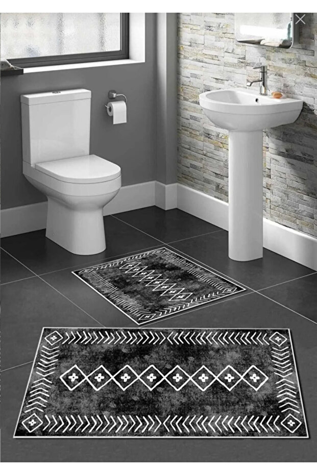Non-slip base Washable 2-piece bath mat