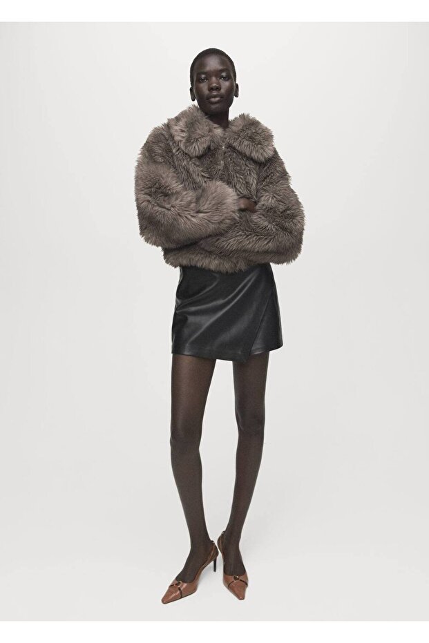 Deri görünümlü pantolon etek - 2