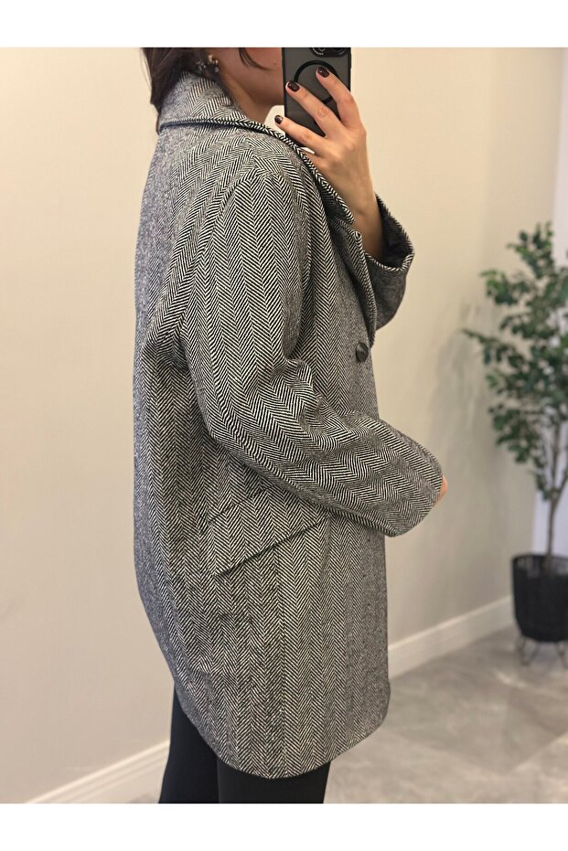 معطف مبطن بالبطانة قصة فضفاضة - أسود - 5