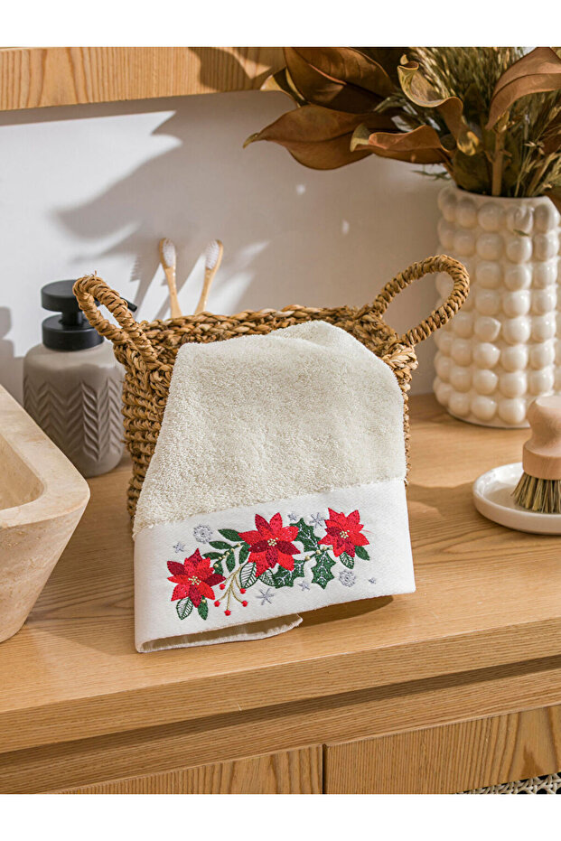 Floral Embroidered Cotton Face Towel 50X80 cm