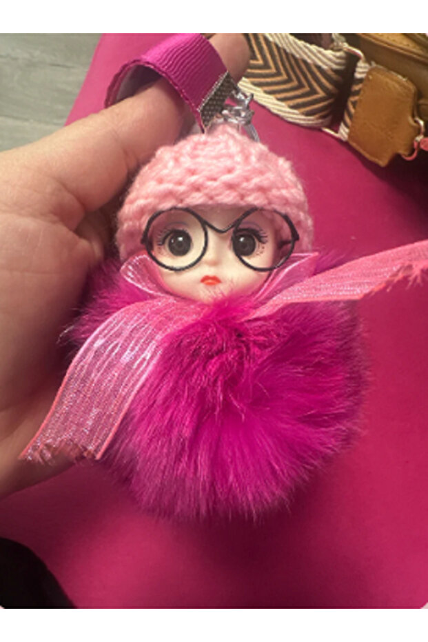 Plush Glasses-Wearing Girl Doll Bag Ornament/Charm Keychain