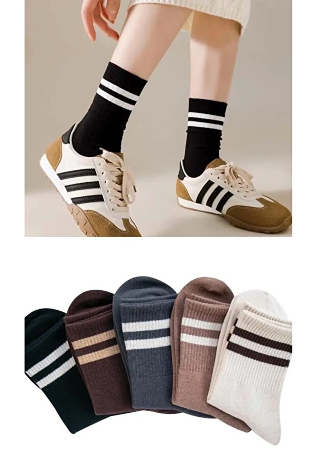 Unisex Colorful 5 Pairs College Socks Set