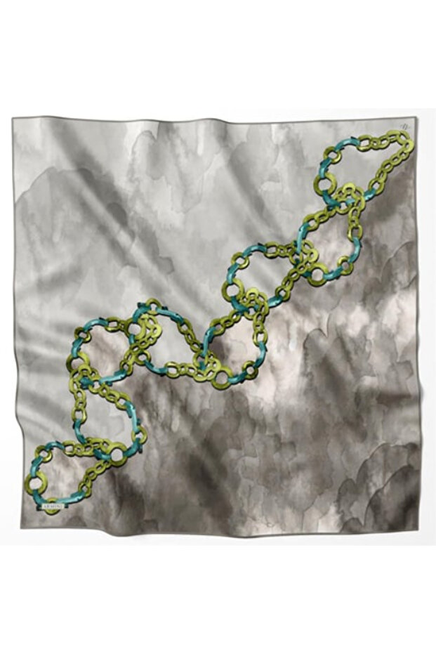 Green Cloud Pattern Sura Silk Scarf Ist 8920 - 50