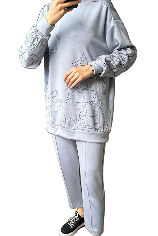 Zenne Tracksuit Set, Embroidered Tracksuit, Embroidered Set
