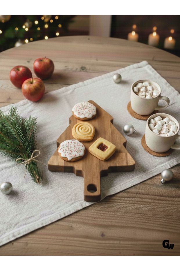 Christmas Presentation Board Christmas Pine Tree Natural Wooden Presentation Plate (Beech / Hawthorn)(1 Piece)