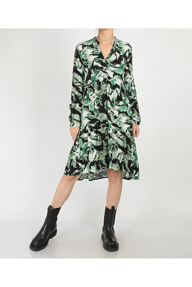 Rochie scurta, Negru/Verde - 1