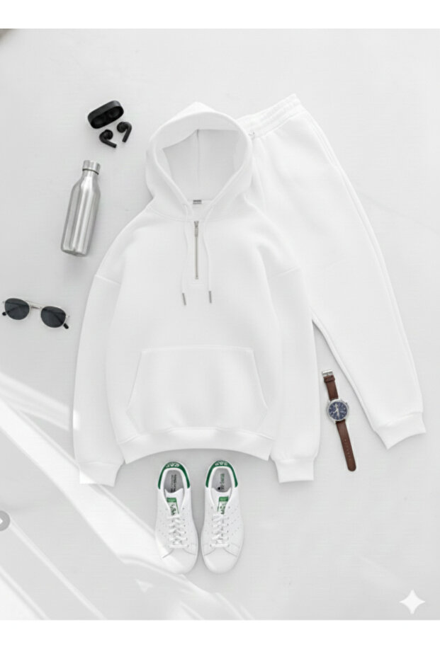 Men's 3-Thread Oversize Tracksuit Set - Top and Bottom