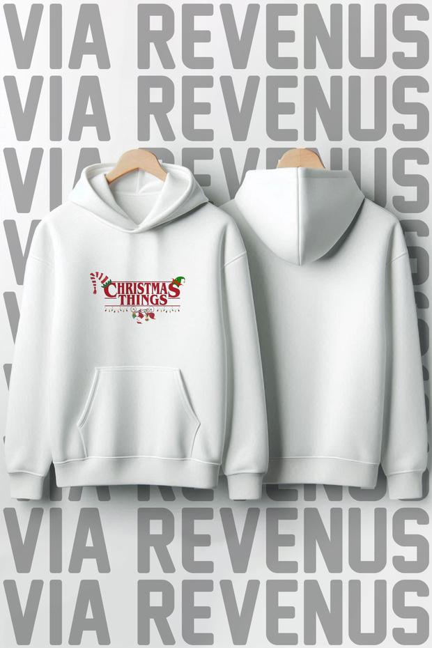 Christmas Things Printed 100% Cotton Premium Quality Hooded Sweatshirt
