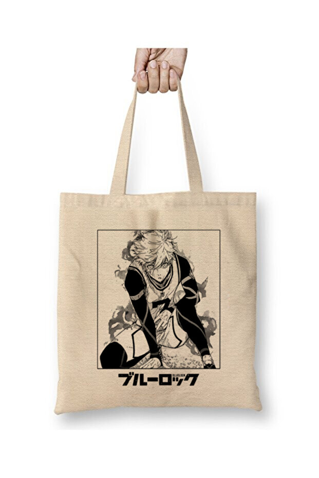 Blue Lock Seishiro Nagi Anime White Cloth Bag Long Handle Shopping Bag Beach Bag
