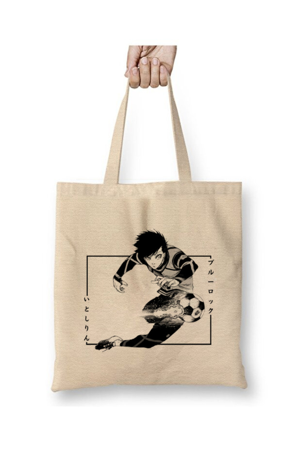 Itoshi Rin Blue Lock Anime White Cloth Bag Long Handle Shopping Bag Beach Tote Bag